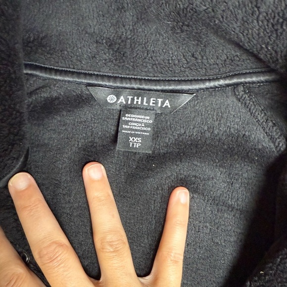 Athleta Recover Cozy Snap Fleece Pullover Black XXS - Picture 5 of 6